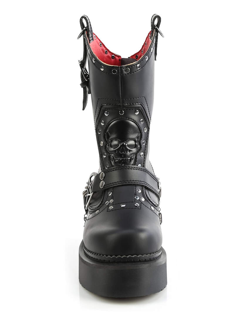 REBEL-56 Women's Skull Cowboy Combat Platform Boots