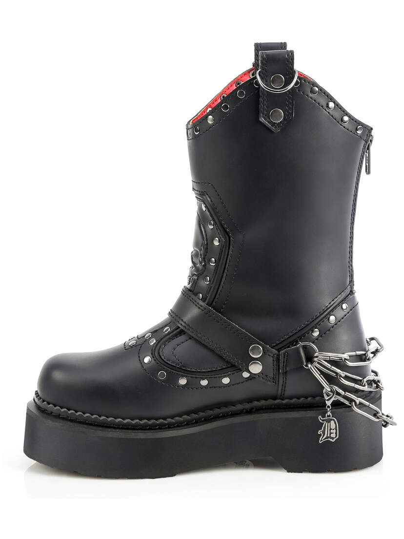 REBEL-56 Women's Skull Cowboy Combat Platform Boots