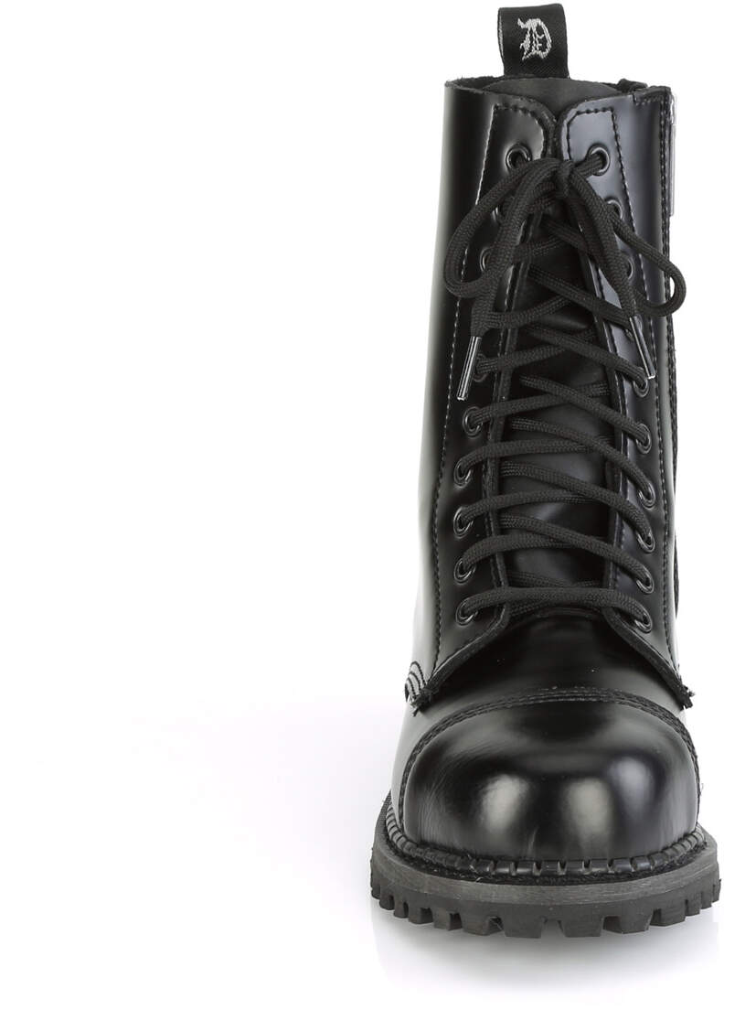 RIOT-10 Black Leather Steel Toe Boots