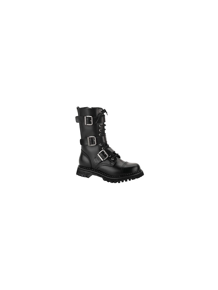 RIOT-12 Black Leather Boots