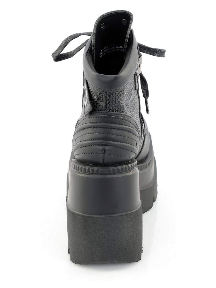 SHAKER-37 Black Wedge Platform Ankle Boots