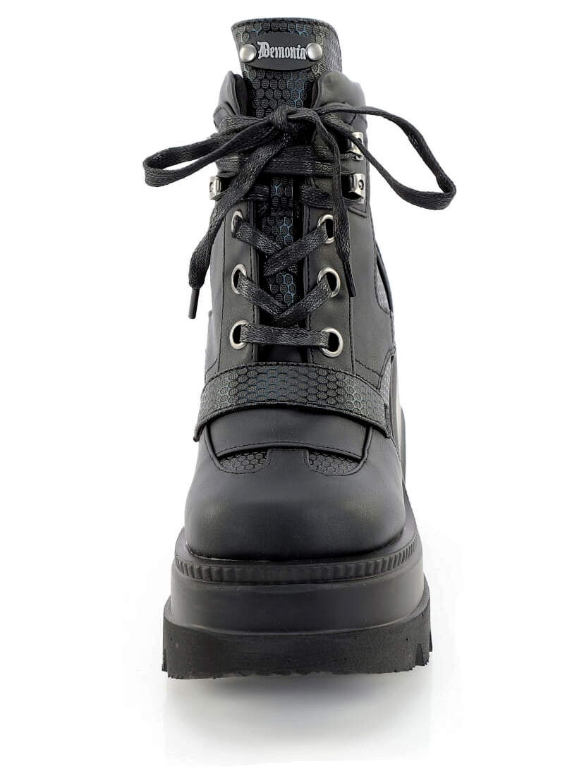SHAKER-37 Black Wedge Platform Ankle Boots