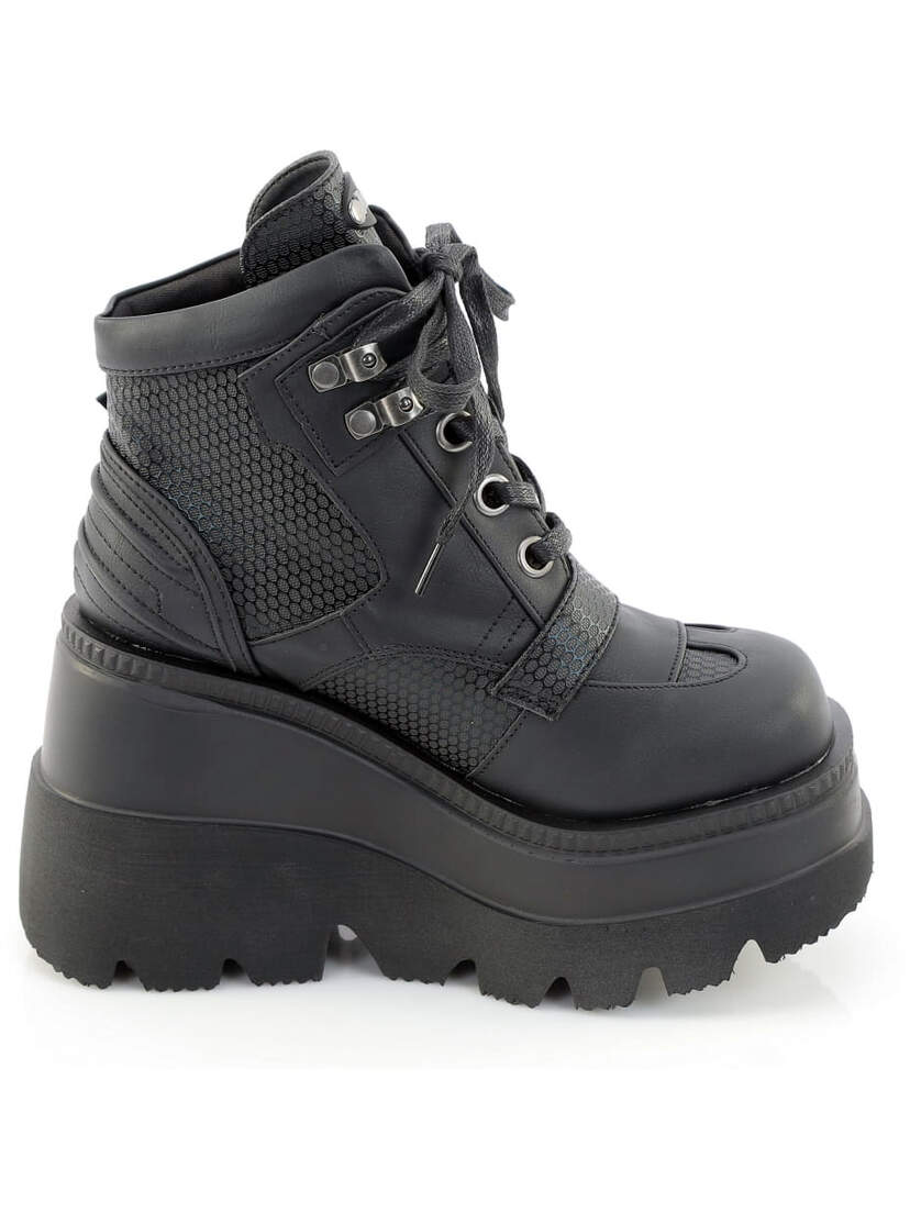 SHAKER-37 Black Wedge Platform Ankle Boots