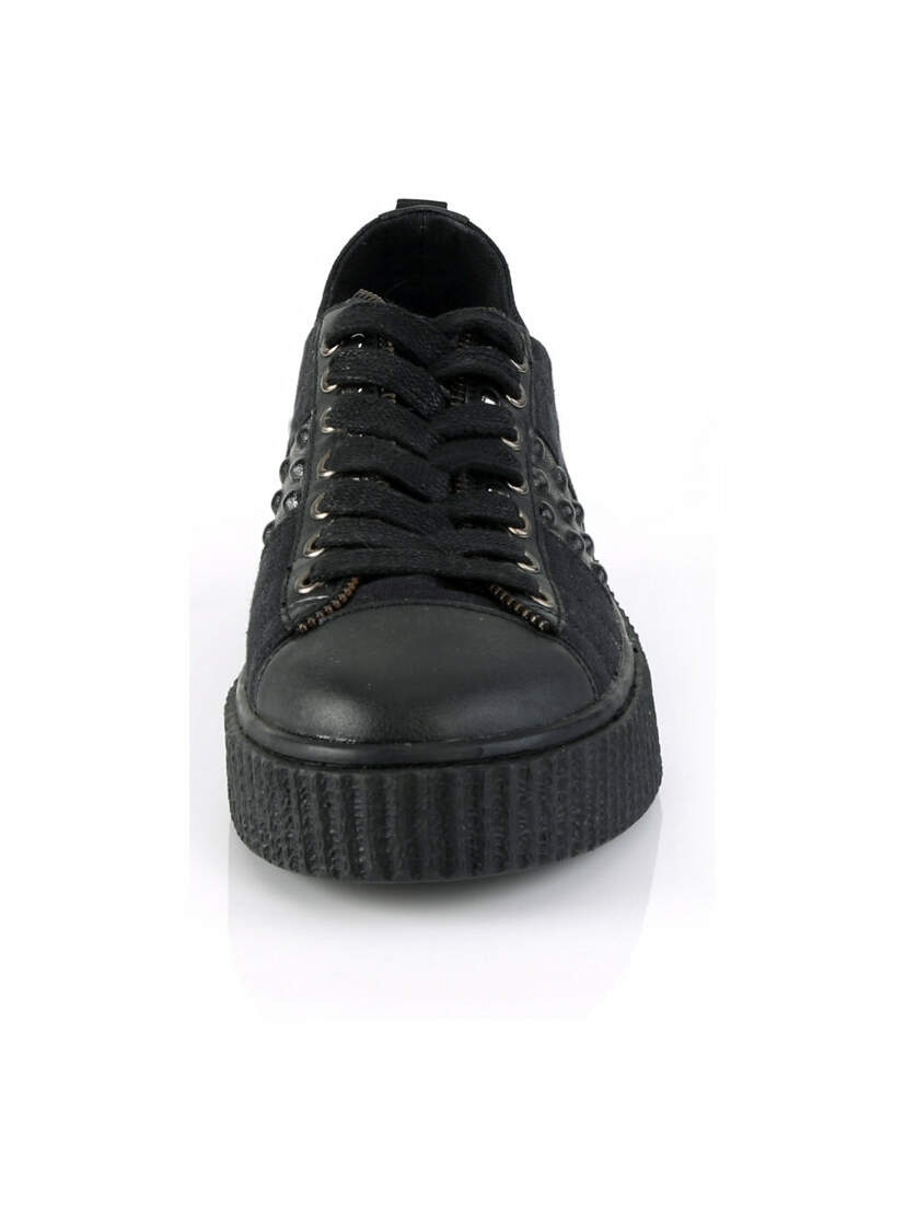 SNEEKER-107 Black Canvas Sneaker Creepers