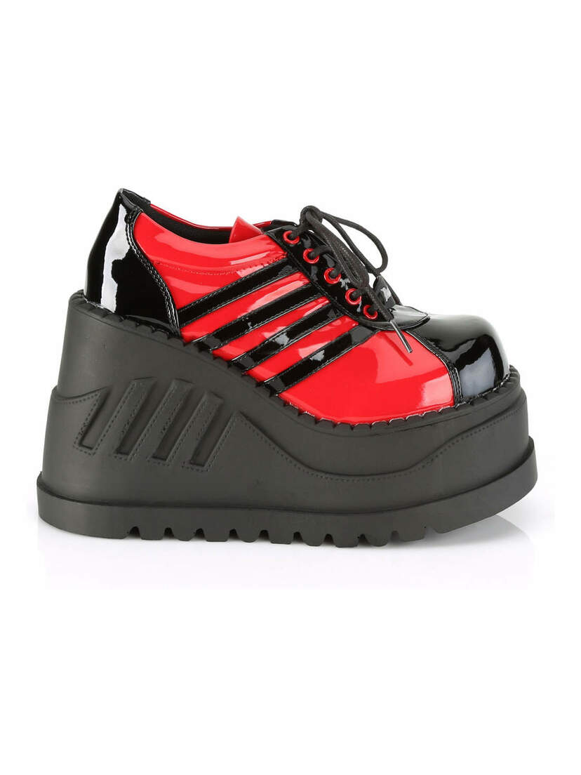 STOMP-08 Red and Black Platform Shoes