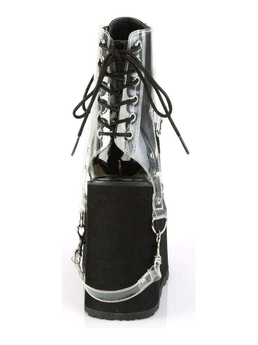 SWING-115 Wedge Platform Boots w/ PVC Harness