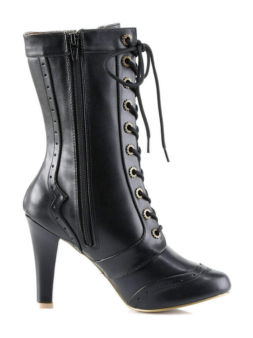 TESLA-102 Black Steampunk Boots