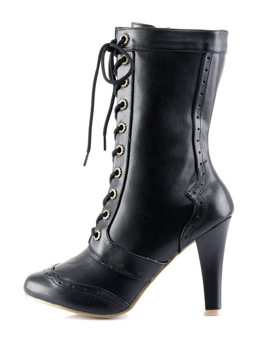 TESLA-102 Black Steampunk Boots