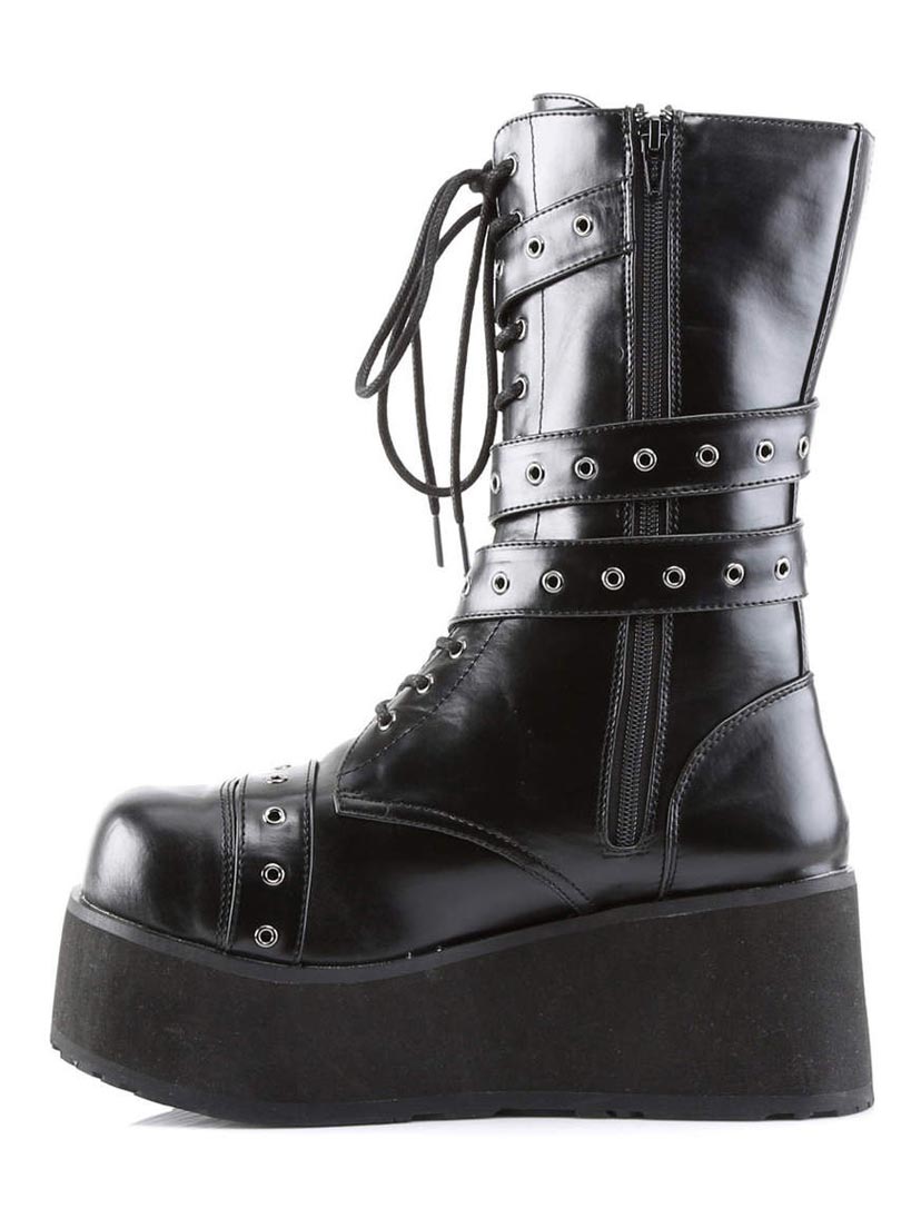 TRASHVILLE-205 Black Strap Boots