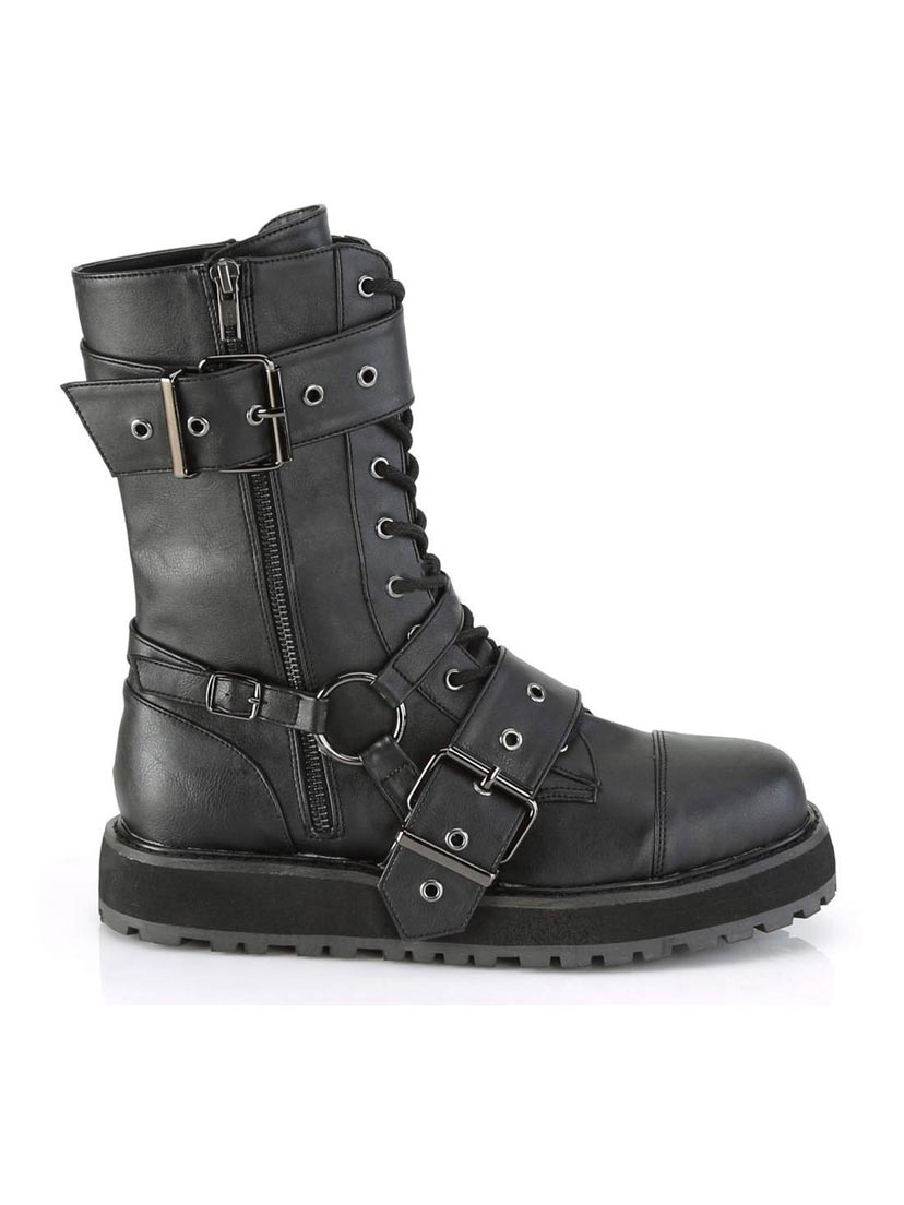 Demonia VALOR-220 lace up boots with harness strap