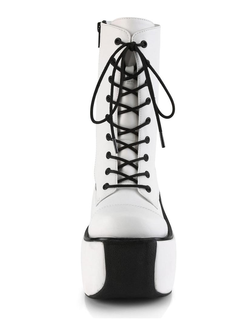 VIOLET-120 White Platform Boots