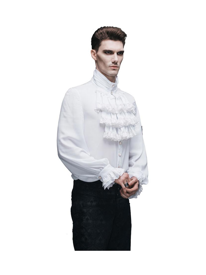 Ash Mens White Ruffle Shirt