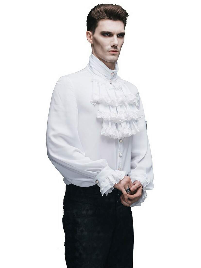 Ash Mens White Ruffle Shirt