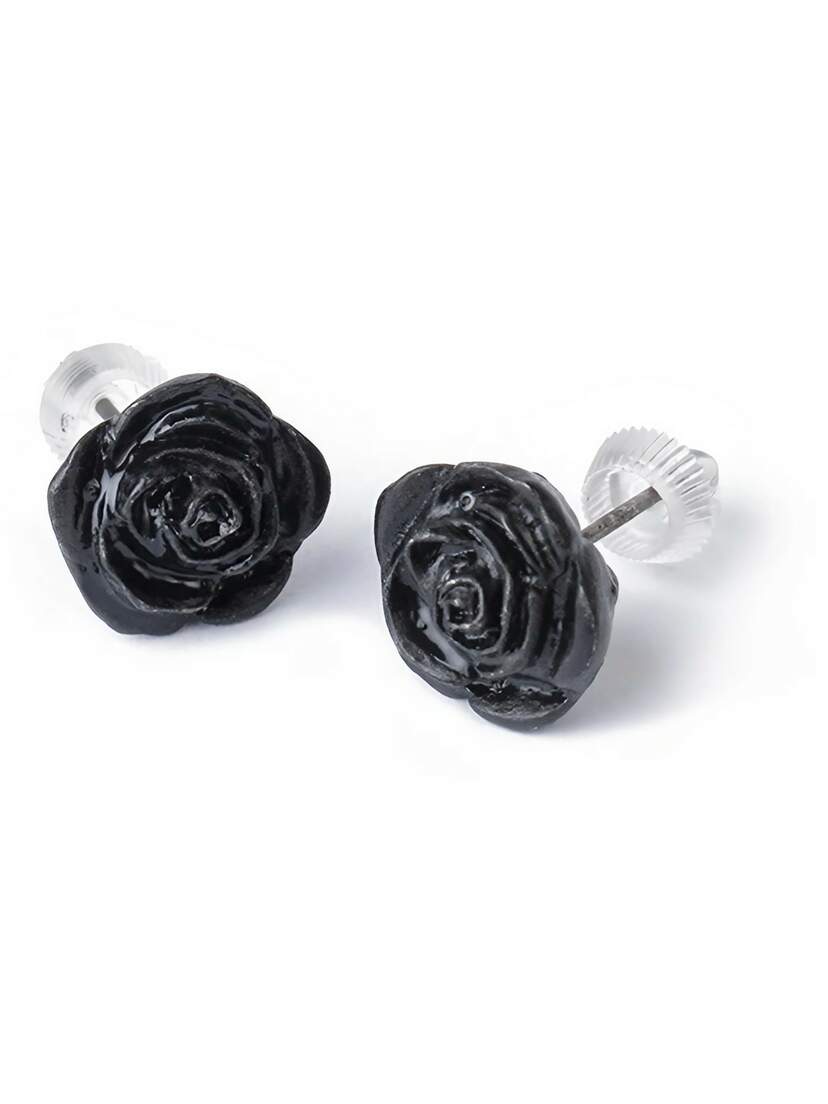 Black Rose Earring Studs