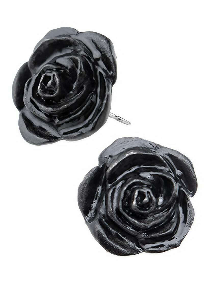 Black Rose Earring Studs