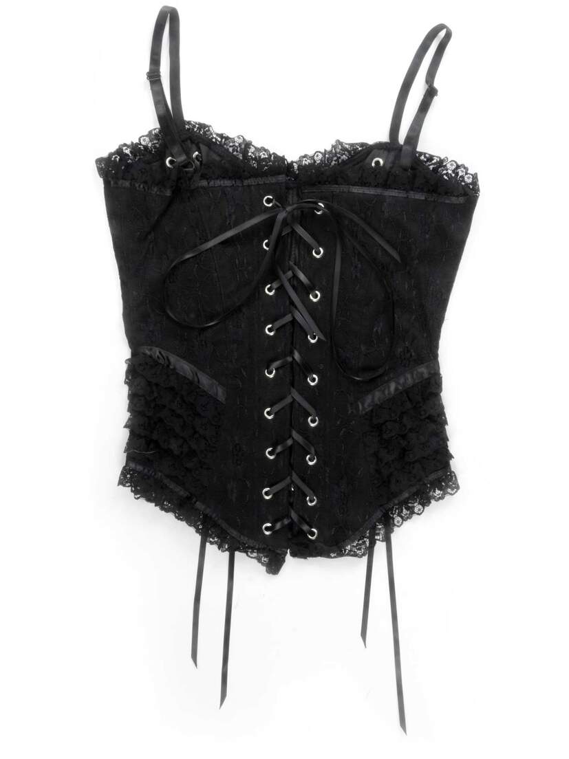 Tabatha Gothic Corset Satin Panel Black