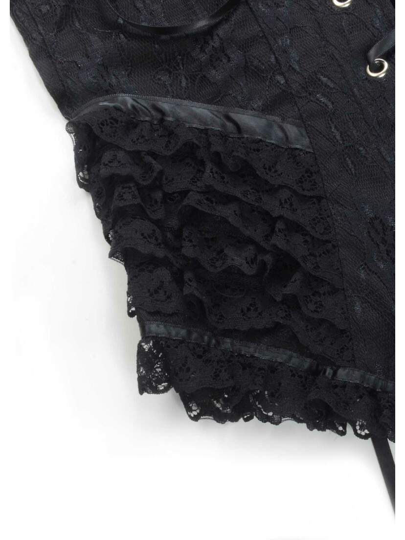 Tabatha Gothic Corset Satin Panel Black