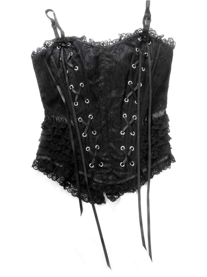 Tabatha Gothic Corset Satin Panel Black