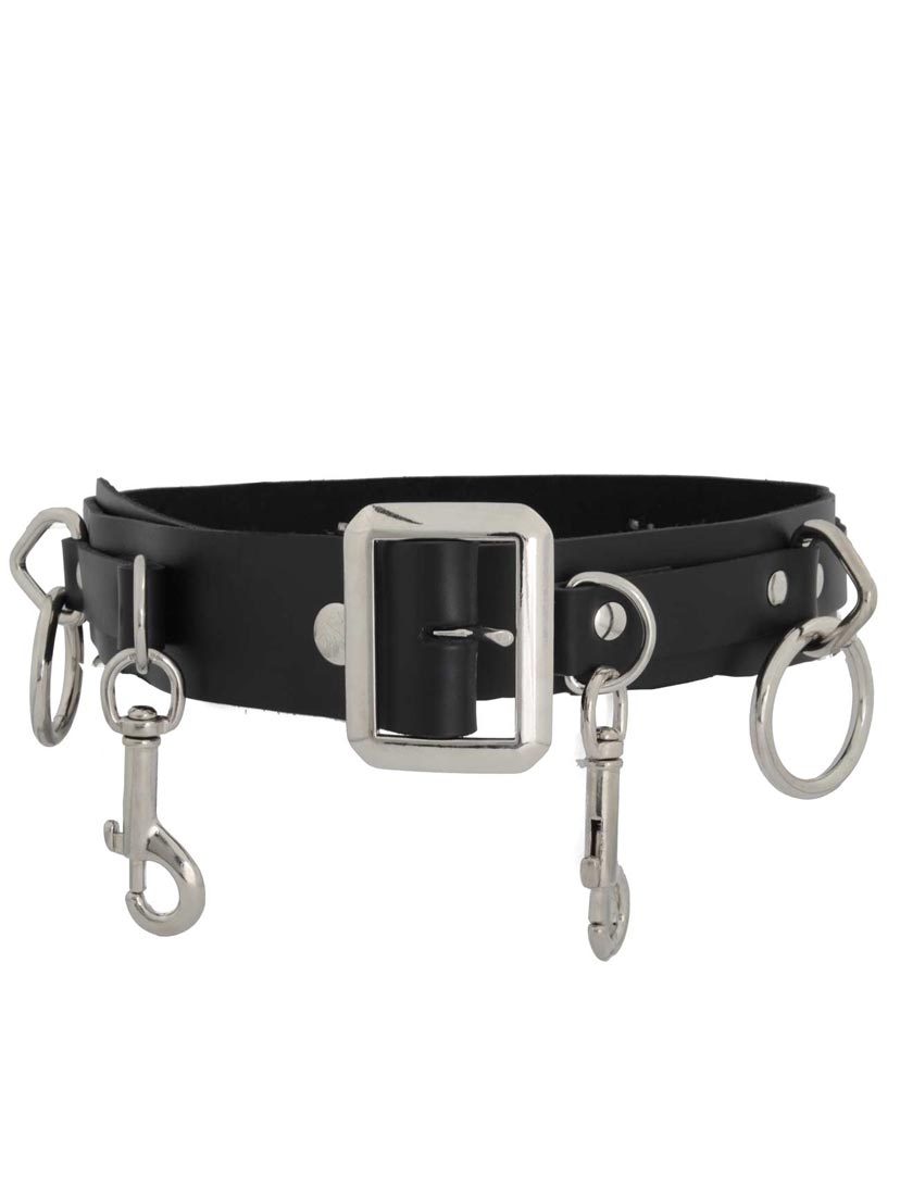 5 Ring Leather Bondage Belt