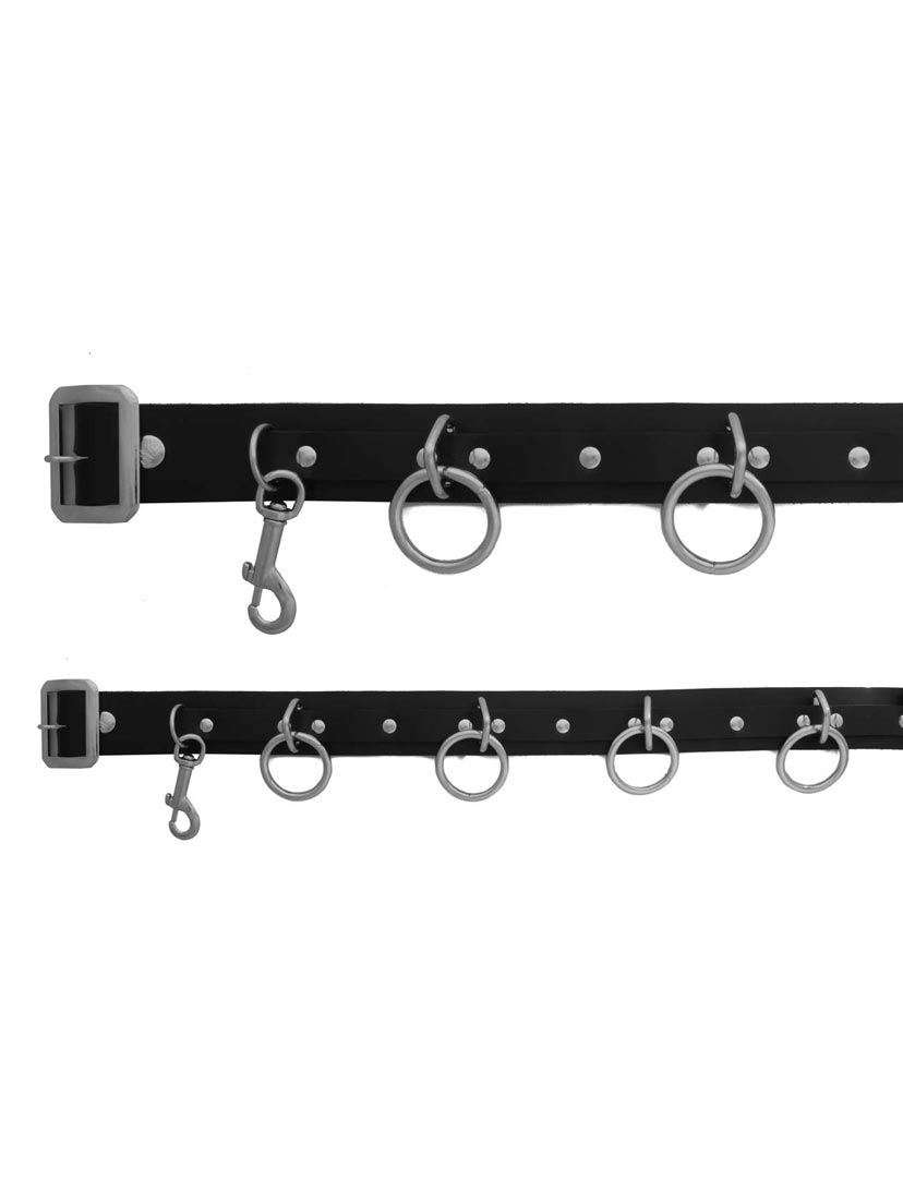 5 Ring Leather Bondage Belt