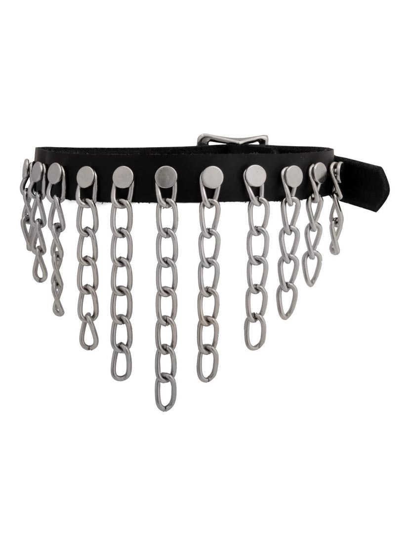 Chain Fall Leather Gothic Choker