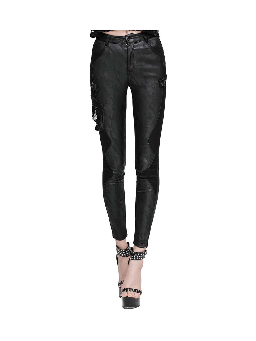 Black gothic HARNESS JEANS high waist, slim fit pants