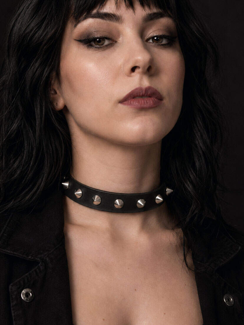 Cone Spike Leather Choker