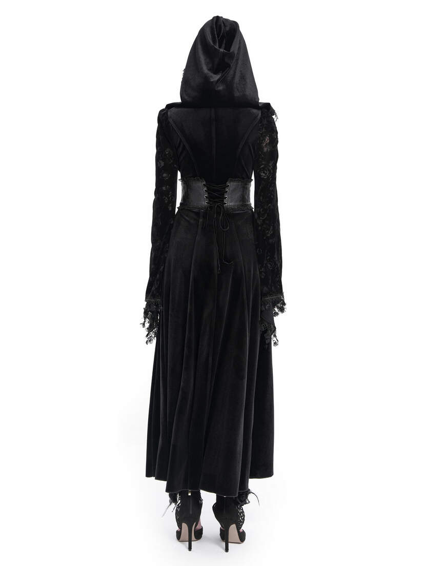 Coven Dress - Long Black Gothic Dress with Hood