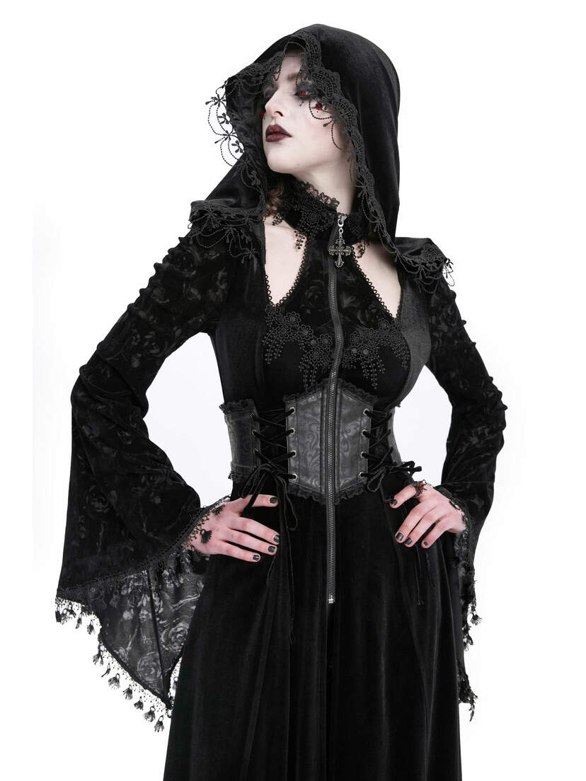 Coven Dress - Long Black Gothic Dress with Hood