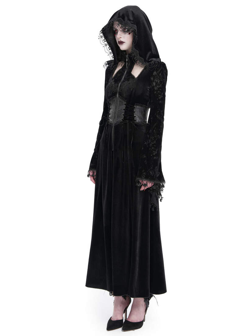 Coven Dress - Long Black Gothic Dress with Hood
