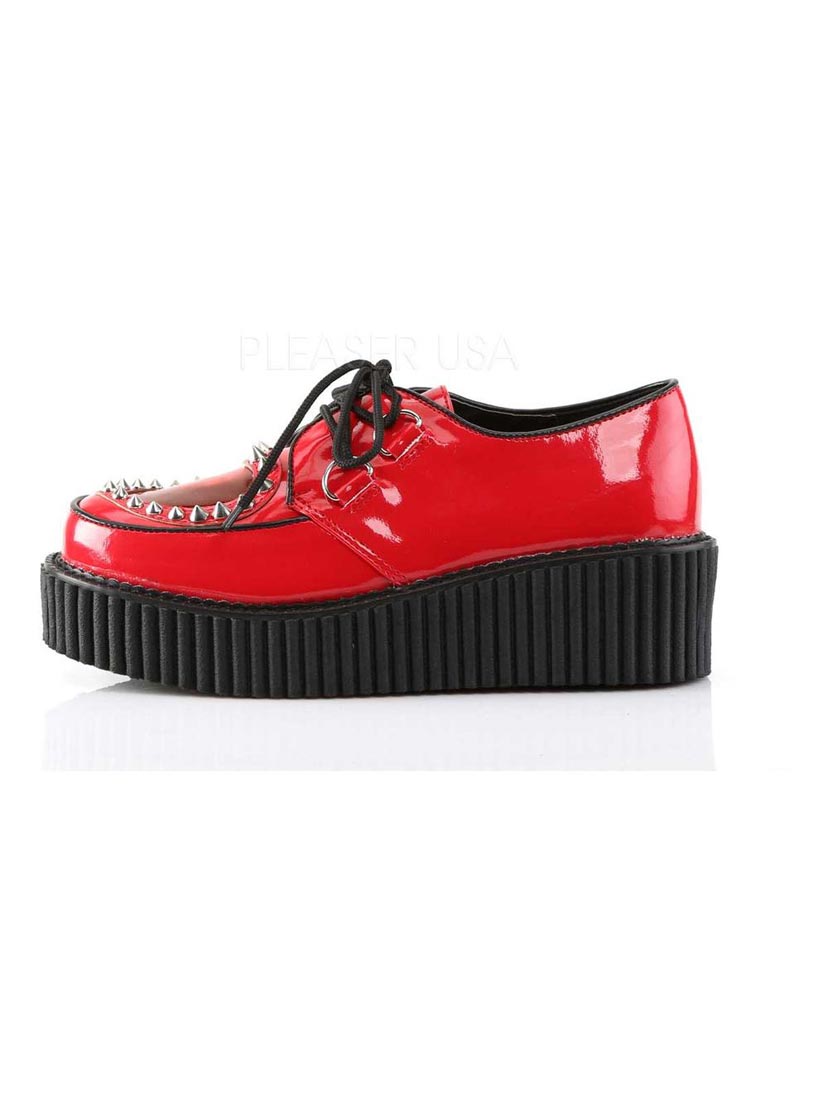 CREEPER-108 Red Patent Heart Creepers