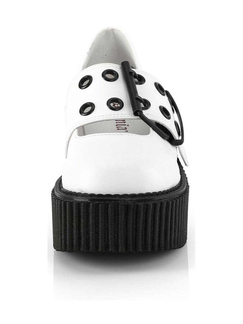 CREEPER-230 White Maryjane Creeper Shoes
