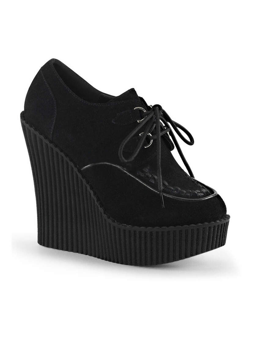 CREEPER-302 Black Vegan Wedges