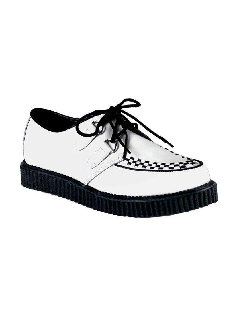 CREEPER-602 white leather creeper shoes