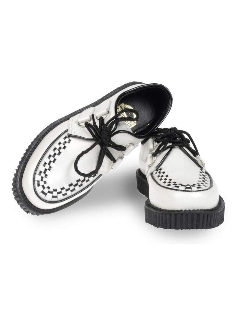CREEPER-602 white leather creeper shoes