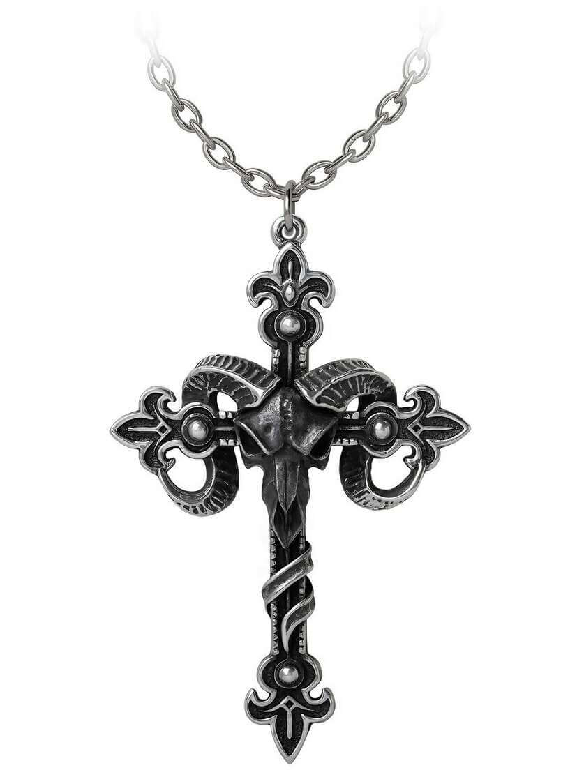 Silver Gothic Cross Necklace Fantasy Jewelry