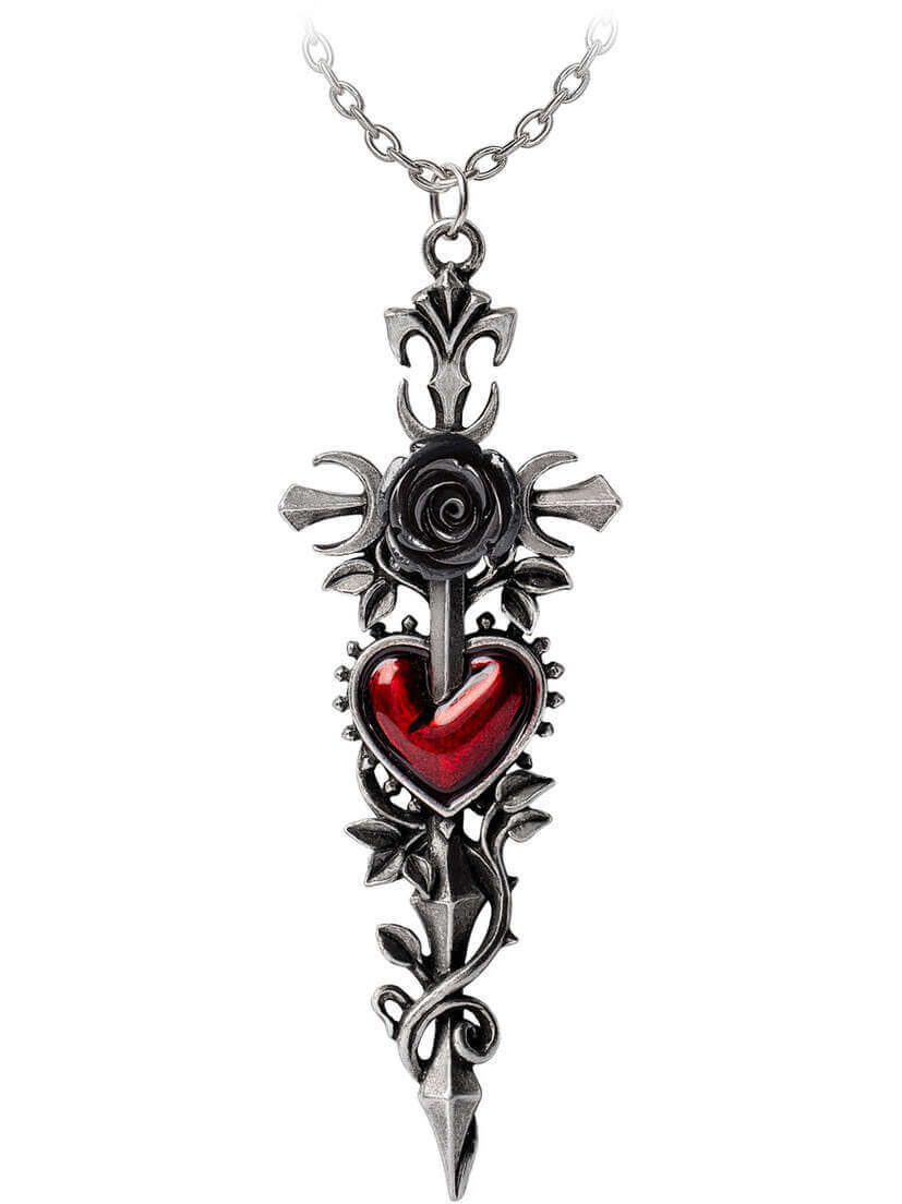 Cross of the Dark Kiss Alchemy Pendant Necklace