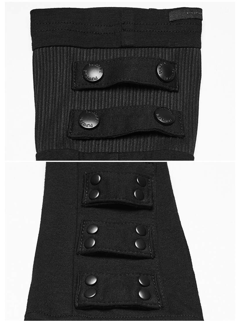 Cyber Punk 26 Fingerless Gloves Black fingerless gloves with ribbed cuffs and buttoned strap details