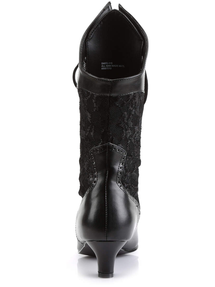 DAME-115 Black Lace Victorian Ankle Boots
