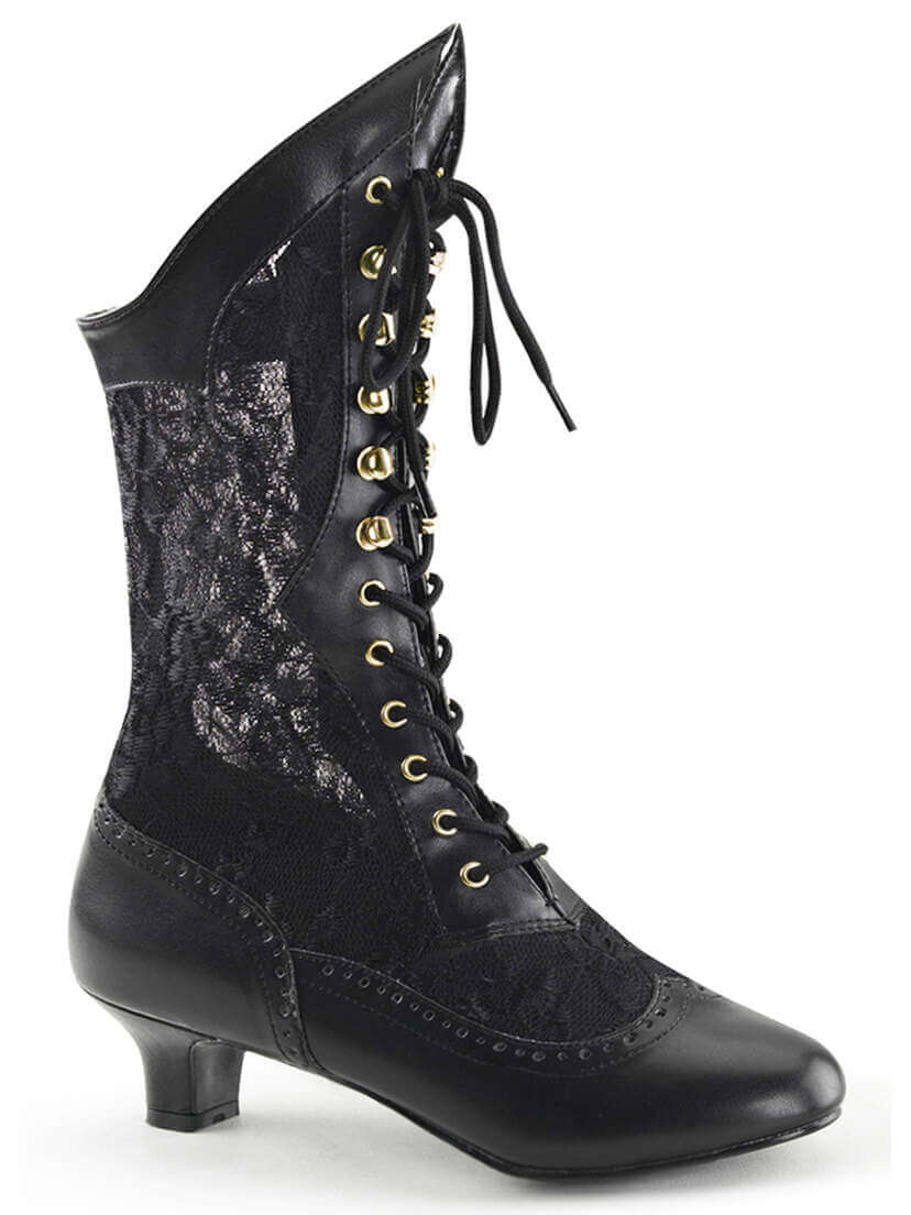 DAME-115 Black Lace Victorian Ankle Boots
