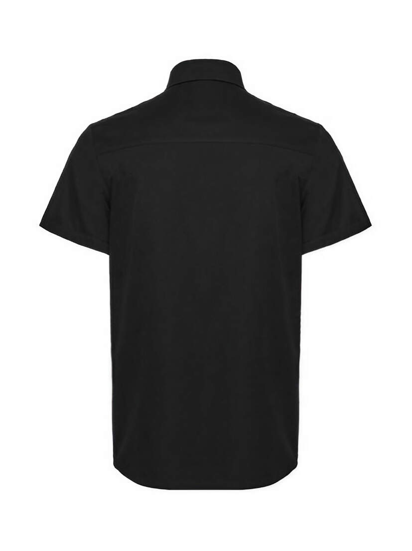 Death Knot Men's Short Sleeve Shirt Black men's short sleeve shirt shown from the back with a collared neckline.