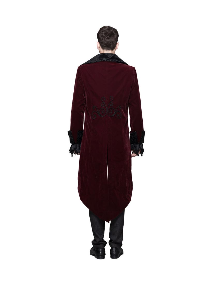 Devil Fashion Mens Red Velvet Tailcoat