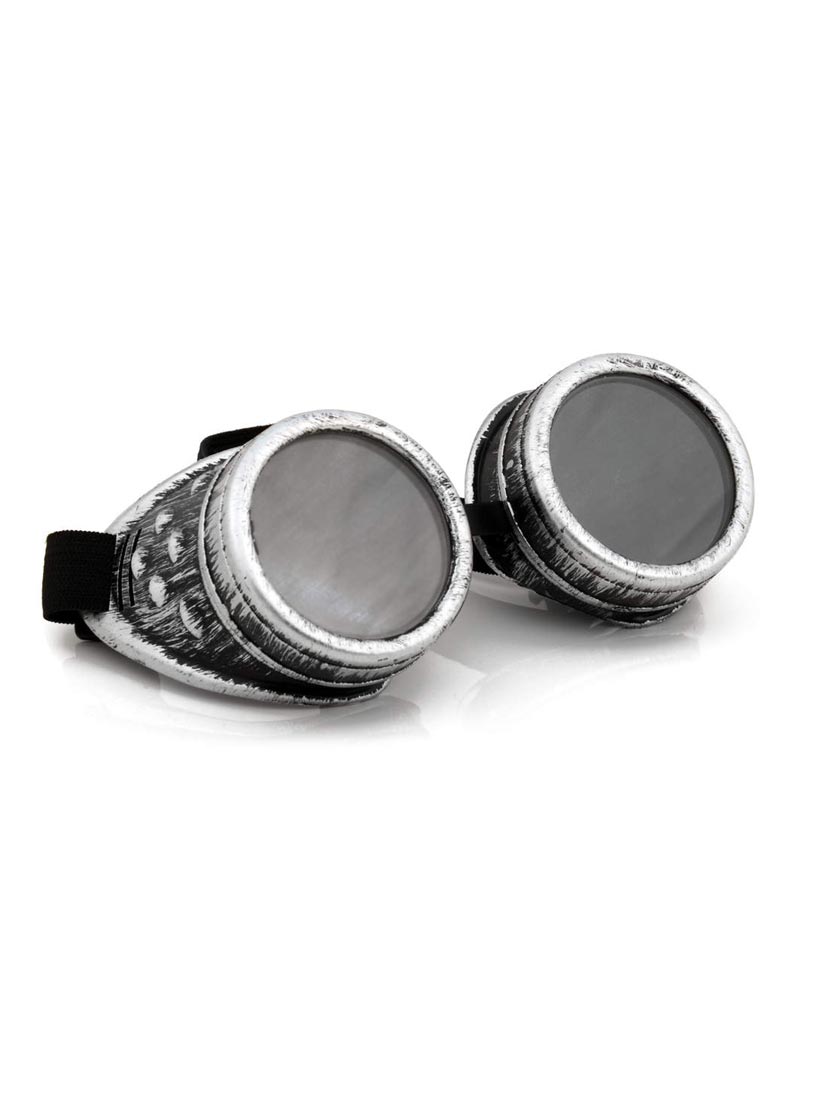 Distressed silver goggles