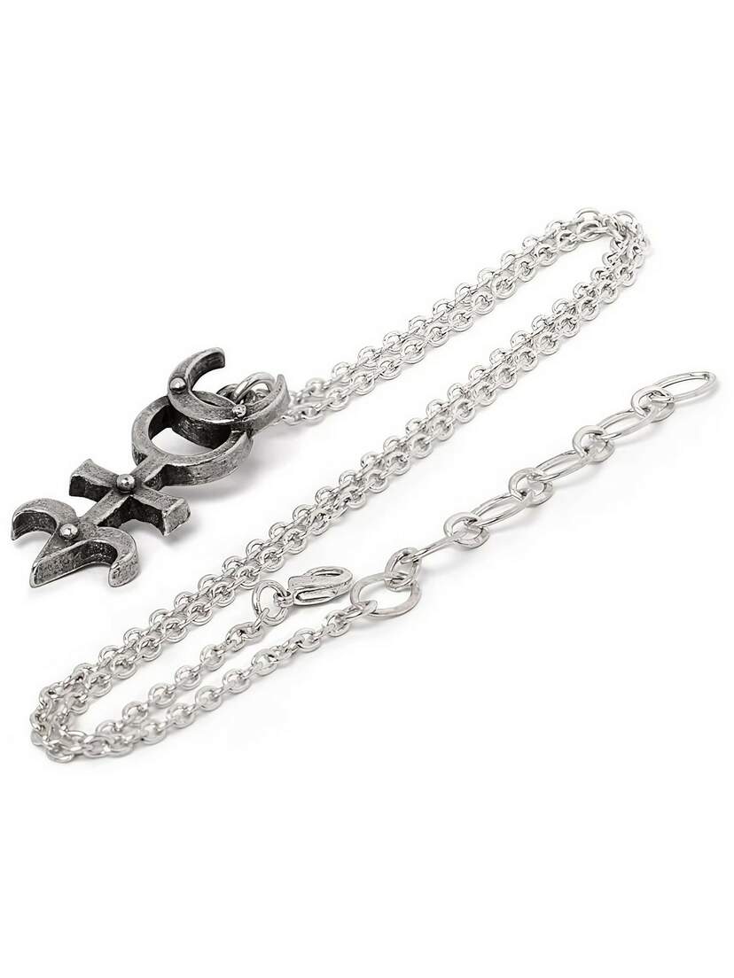 Dr. Dee's Monad Pendant Necklace Dr. Dee's Monad Pendant Necklace featuring a silver chain and a unique pendant design.