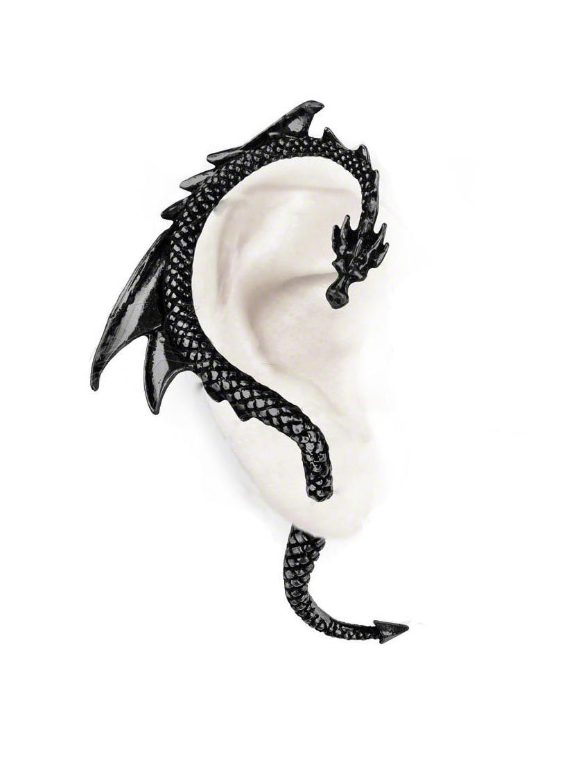 Dragons Lure Black Earring Cuffs