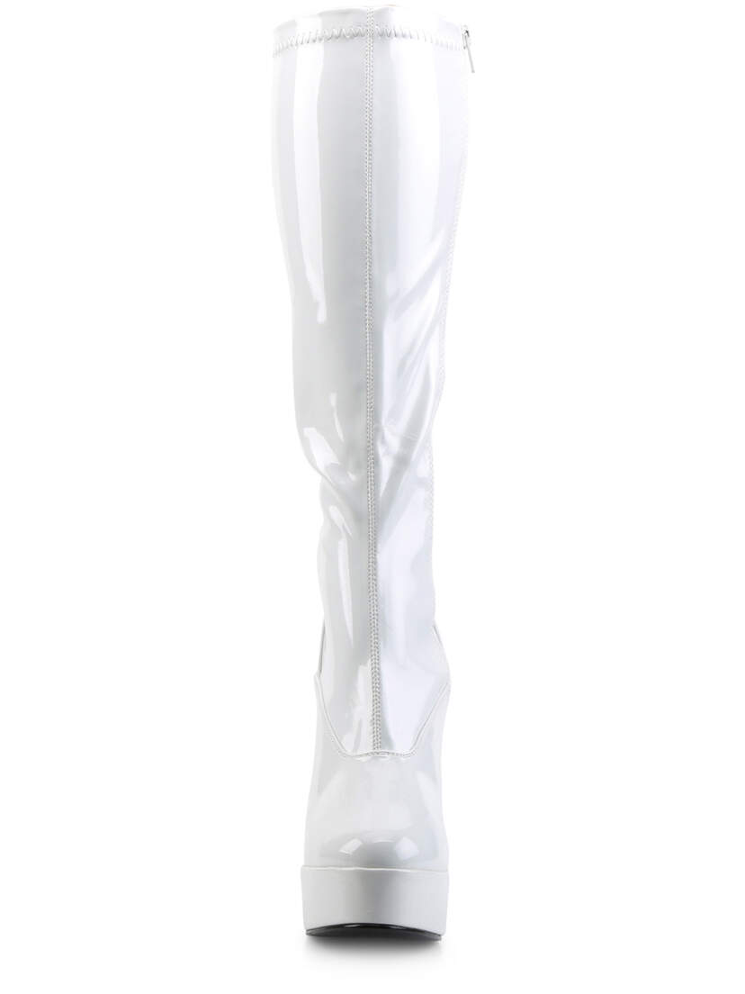 ELECTRA-2000Z White Stretch Patent Knee-High Boots