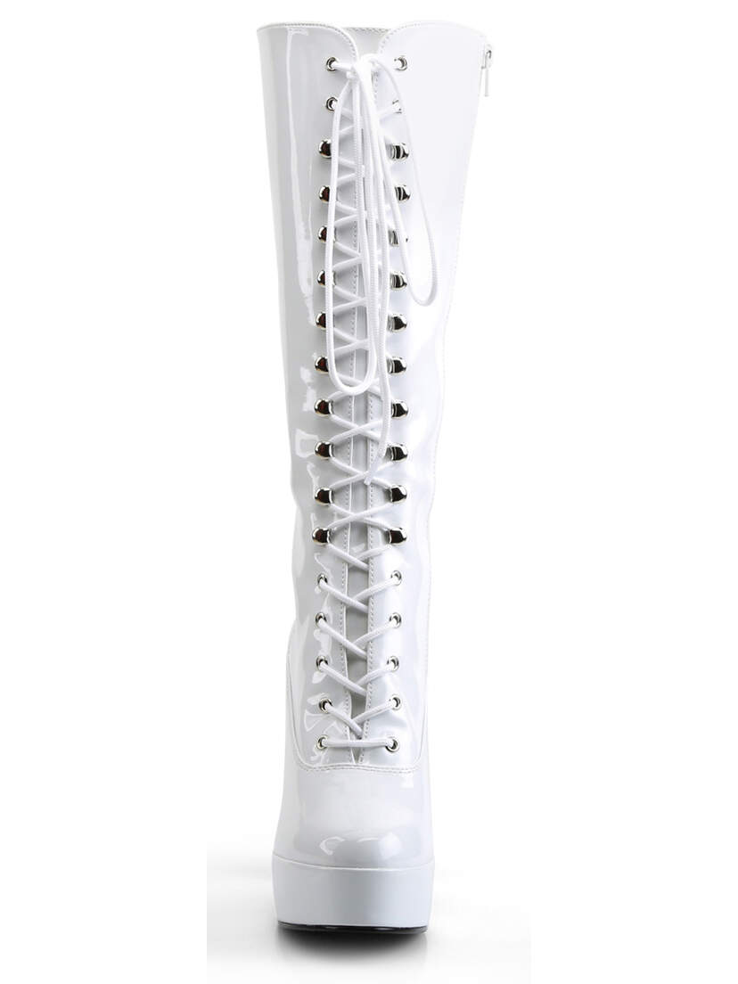 thumbnail image 2 of Demonia Damned-318 White Platform Knee High Boots - Women's Size 8, Buckle Closure 2 of 5