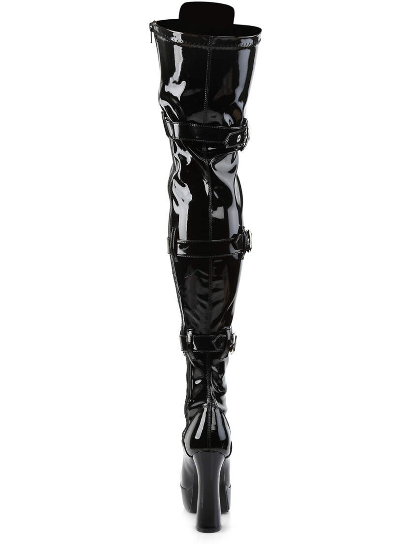 ELECTRA-3028 Black Patent Thigh High Boots