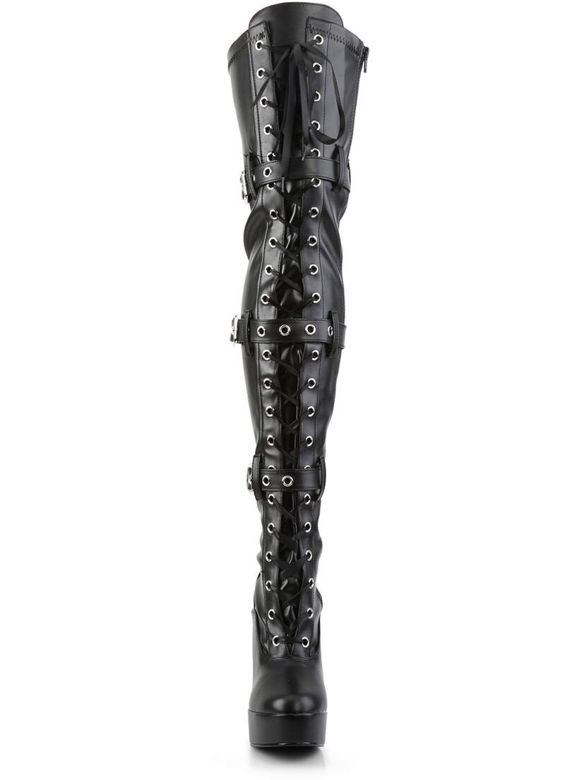 ELECTRA-3028 Matte Black Thigh High Boots