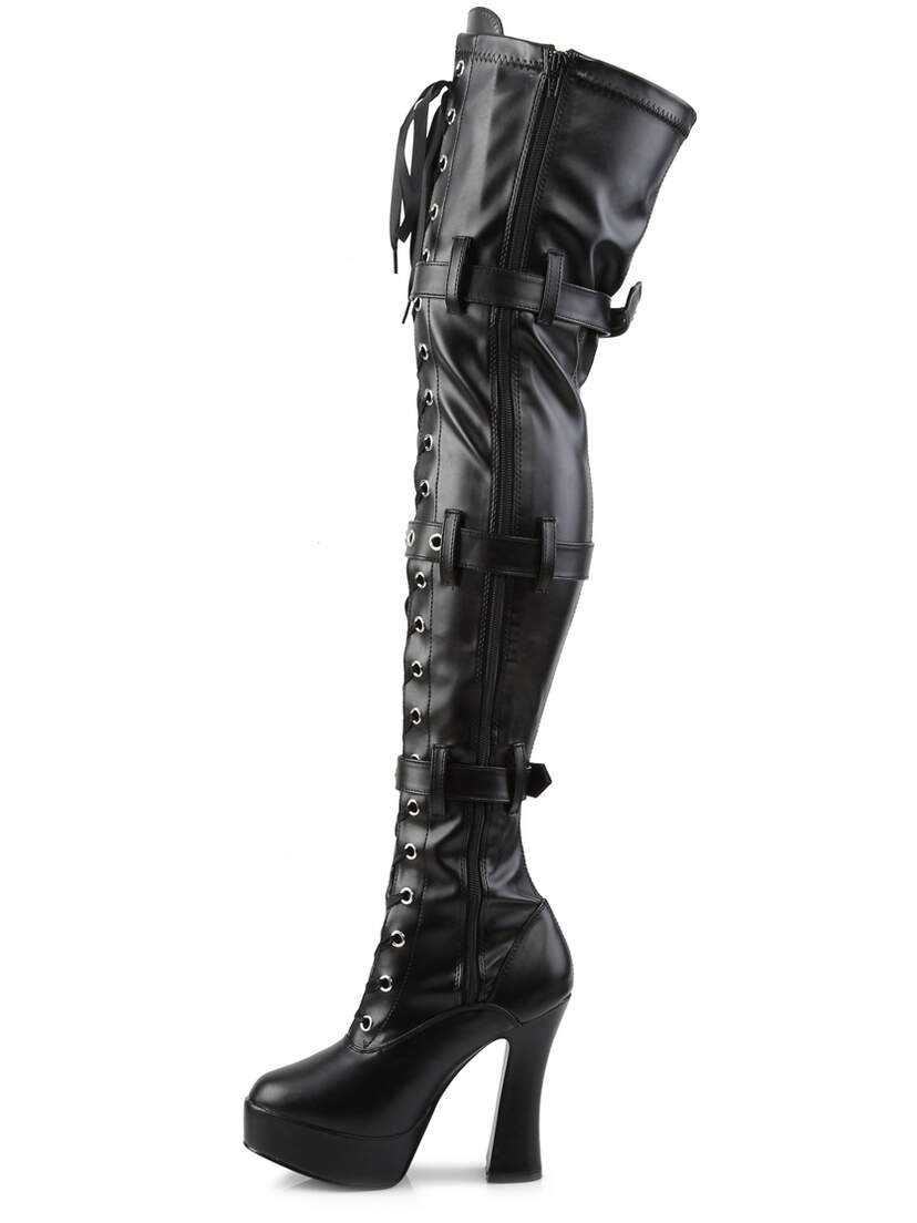 ELECTRA-3028 Matte Black Thigh High Boots